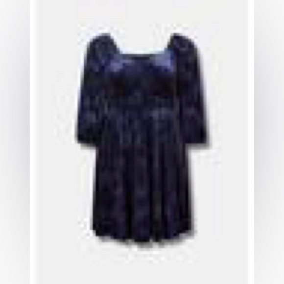 NWT Torrid At The Knee Embossed Velvet Sweetheart Peplum Dress Pansy - Picture 4 of 4